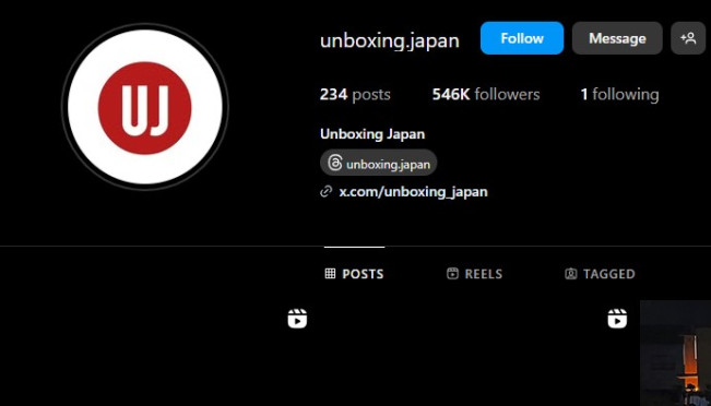 Tampilan akun Unboxing Japan. (Instagram)